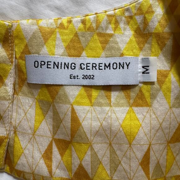 Opening Ceremony Yellow Silk Dress Size M Geometric Print - Picture 5 of 8